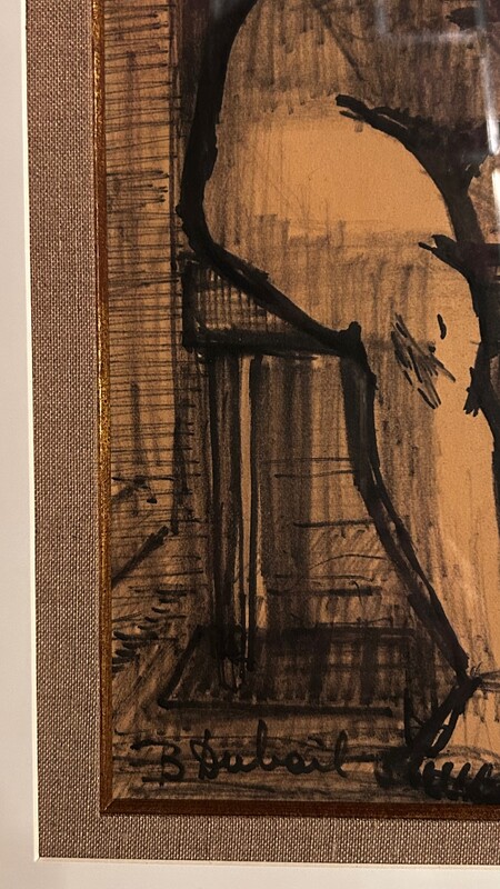 P 323 AS « Nu assis » Berthe Dubail (1911-1984), Belgian painter, signed,mixed media on paper