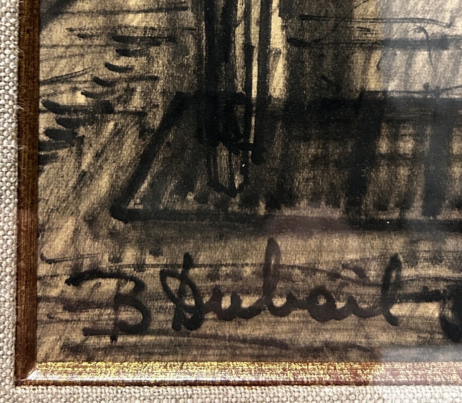 P 323 AS « Nu assis » Berthe Dubail (1911-1984), Belgian painter, signed,mixed media on paper
