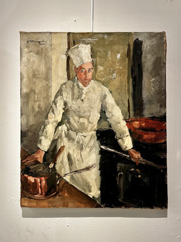 P 333 RD oil on canvas «  chef cuisiner », signed and dated 
