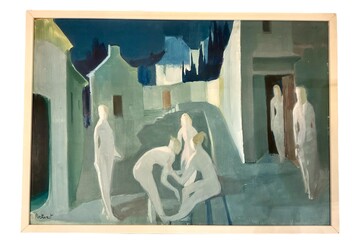 P 334 AS  Jeanne Portenart  (1911/1991), oil on panel, signed and dated 1955