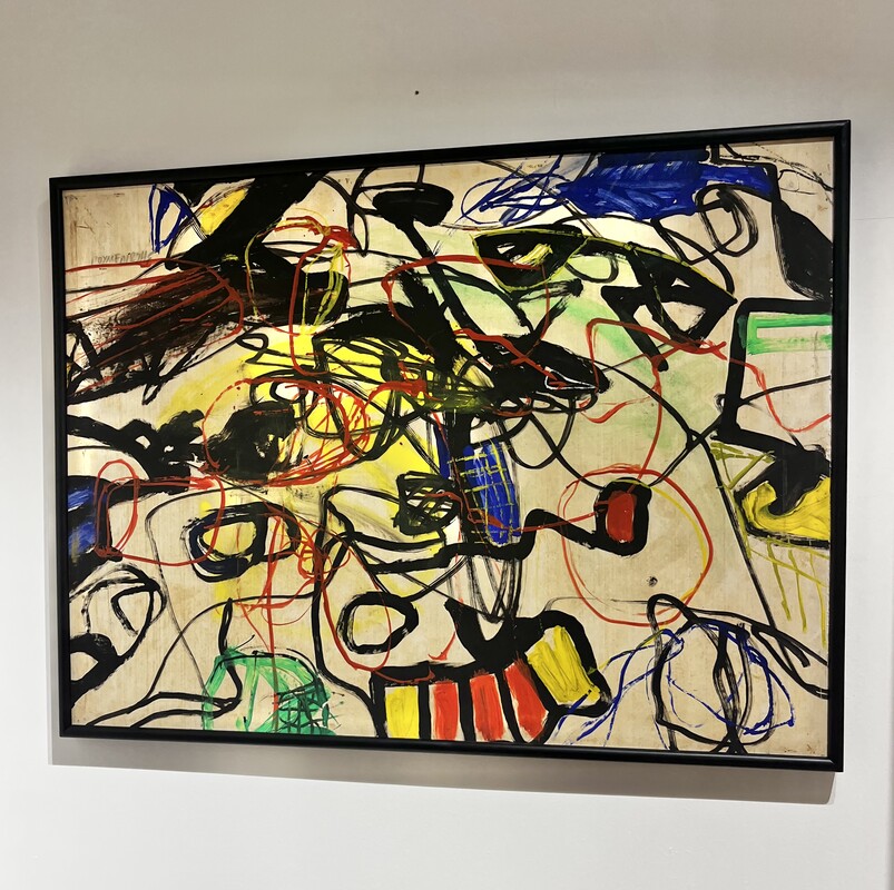 P 335 PL Abstract signed painting Ca 1960
