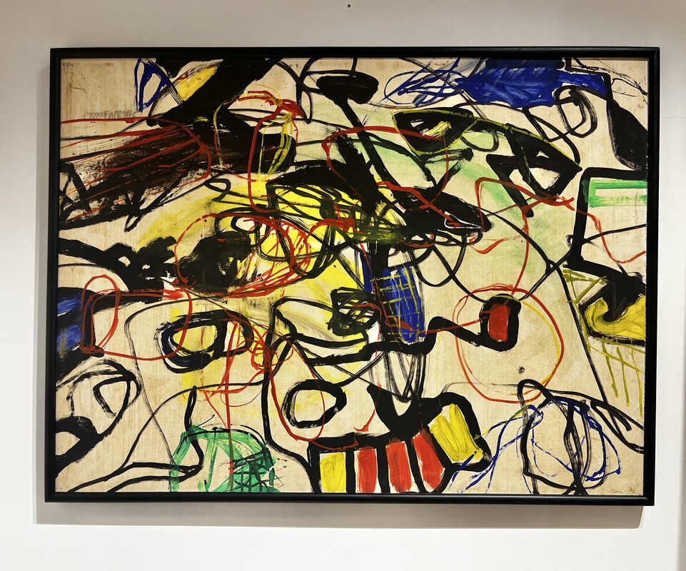 P 335 PL Abstract signed painting Ca 1960