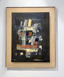 P 342 TH abstract oil on canvas by René Mels, 1963 