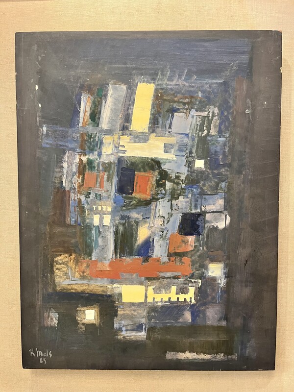 P 342 TH abstract oil on canvas by René Mels, 1963 
