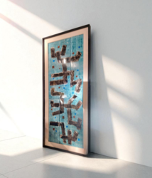 P 351 YD signed abstraction on enamel panel 1980s