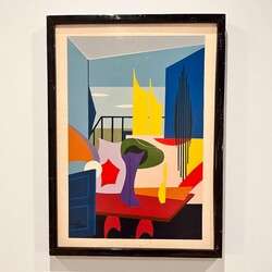 P 368 AV architectural painting on panel 