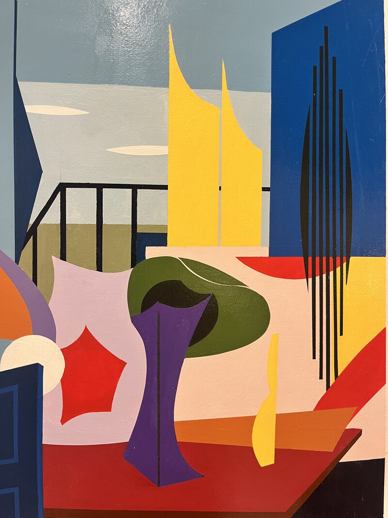 P 368 AV architectural painting on panel 