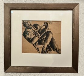 P 375 AS Marcel Caron(1890-1961), « Joueur de banjo », charcoal on paper, signed and dated November 1926