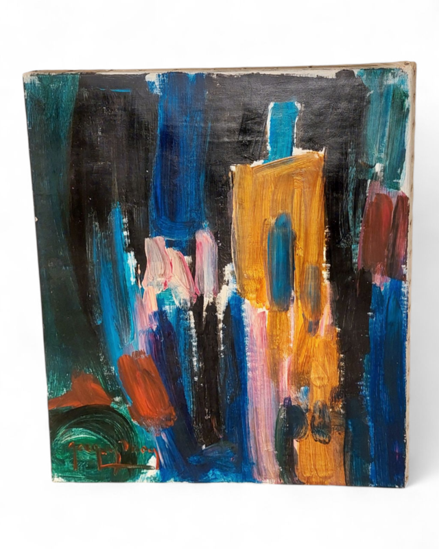 P 381 JC Oil on canas, Abstraction signed, Belgian school 1970s