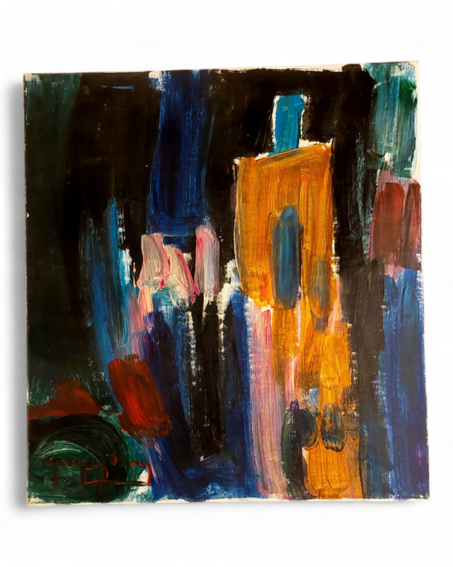 P 381 JC Oil on canas, Abstraction signed by Jacques Maes, Belgian school 1970s