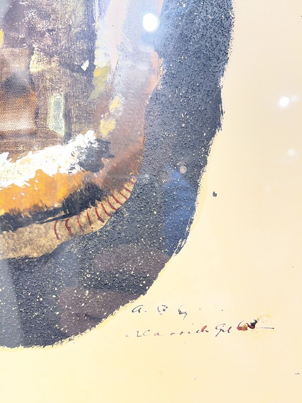 P 383 PL mixed media signed Alger Carillo, 1968