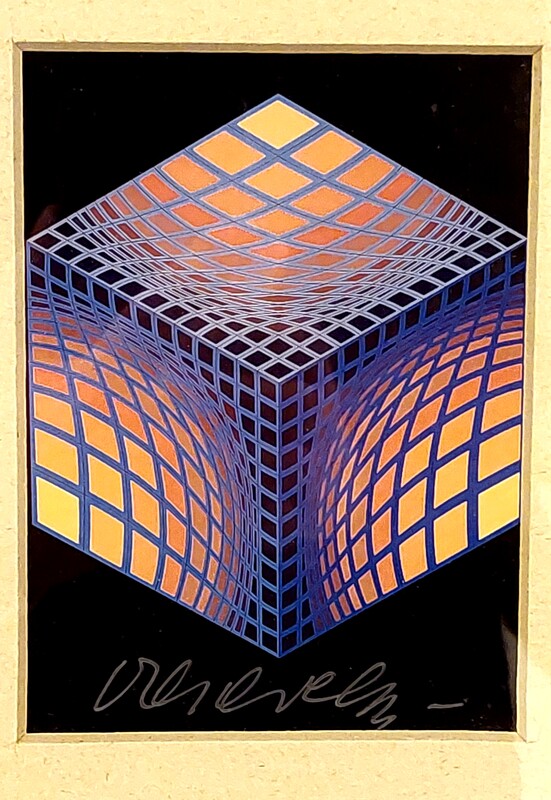 P 387 JC Hand-Signed photolitho by Vasarely