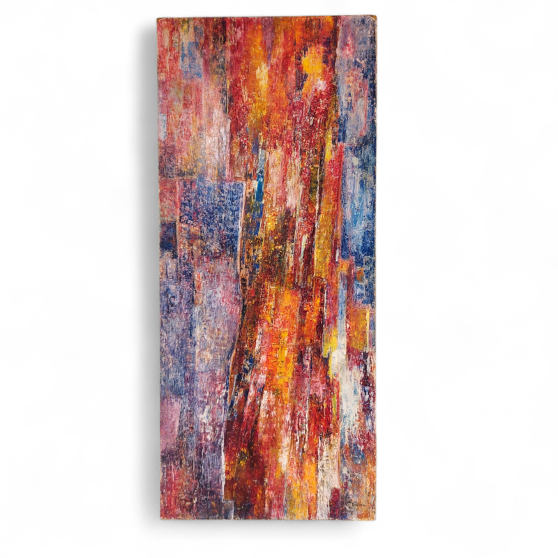 P 388 JC Oil on pannel abstraction signed 1960s 