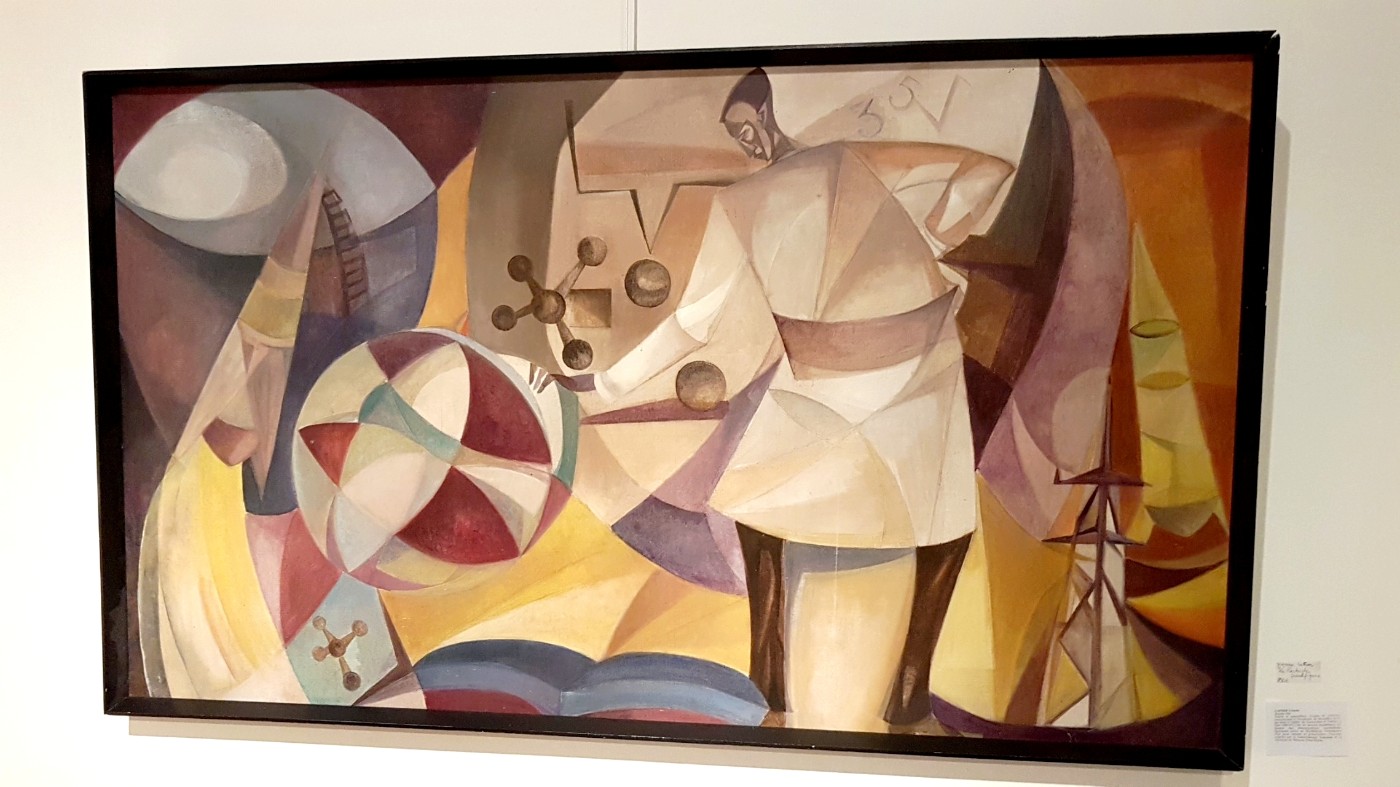 P 39 FD Large post-cubist scene by Y Cattier. Belgian school Ca 1950