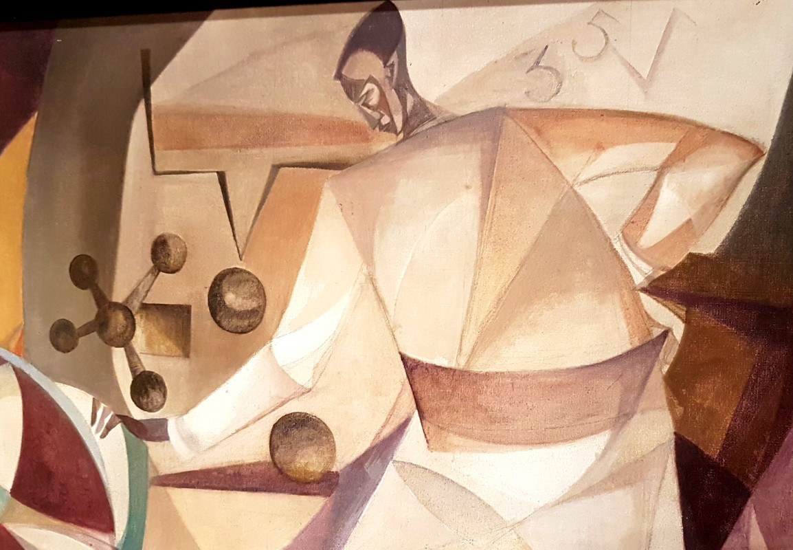 P 39 FD Large post-cubist scene by Y Cattier. Belgian school Ca 1950