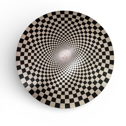 P 390 YD round geometrical - optical abstraction, painting on panel