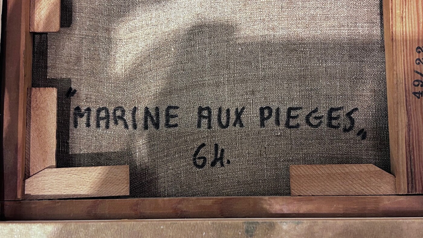 P 396 AS Gustave Camus (1914-1984), « Marine aux pièges », dated 1964 and signed, oil on canvas