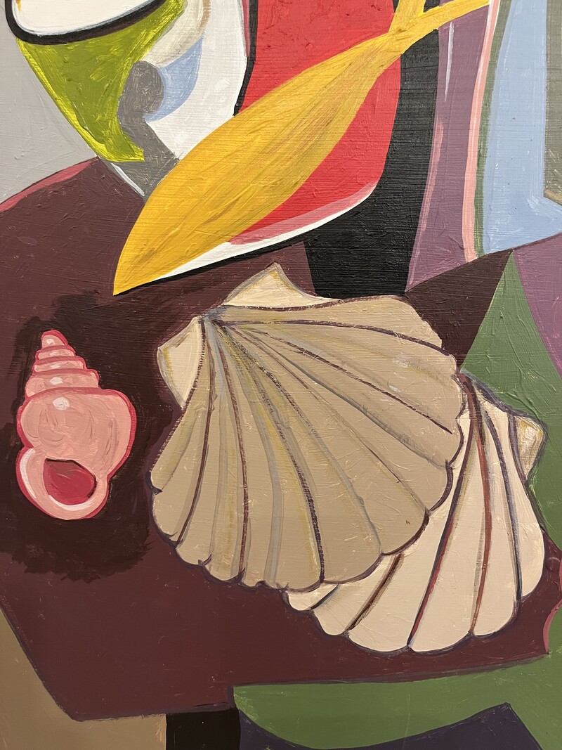 P 399 AS nature morte sea theme painting, 1950’s 