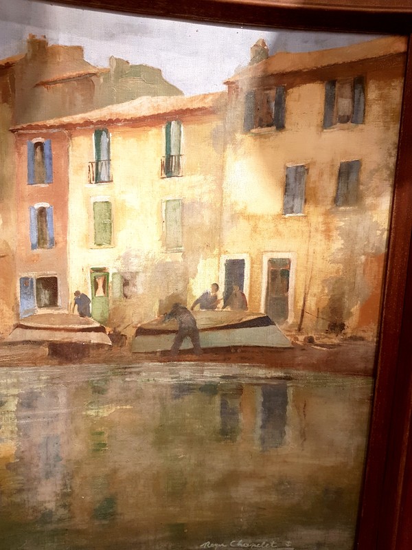 P 68 Apo  view of Martigues uncommon panoramic and circular. Oil on canvas Ca 1920 signed Chapelet