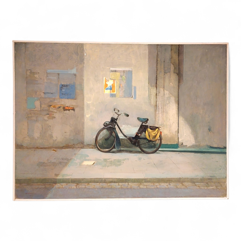 P 890 JC Oil on canvas, Athens street vue by Aristomenis ANGELOPOULOS (1900-1990). 