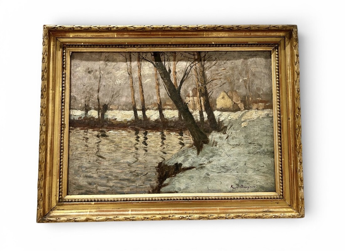 P 913 AS René de Baugnies (1869-1962), oil on Canvas « Paysage hivernal » circa 1920