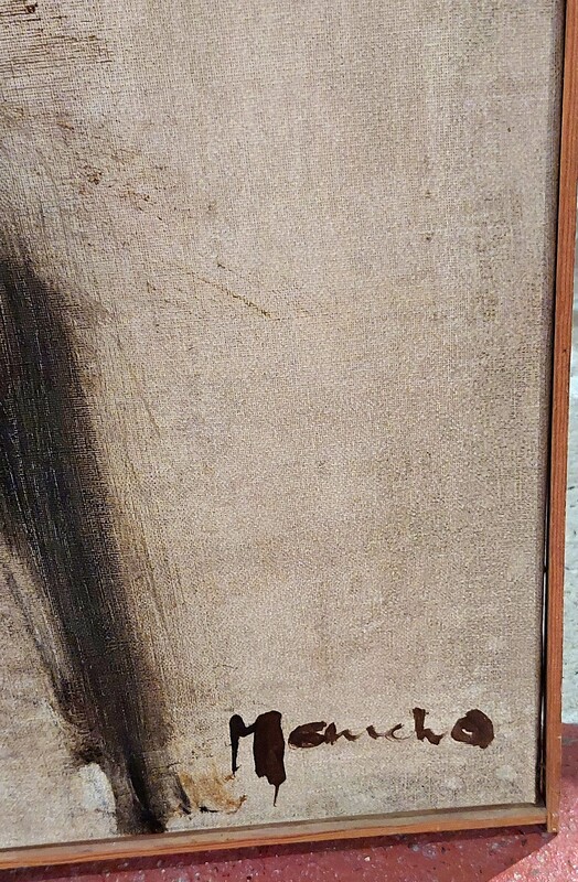 P 915 JC Abstraction on canvas by Mancho for Marcel Michiels 1974