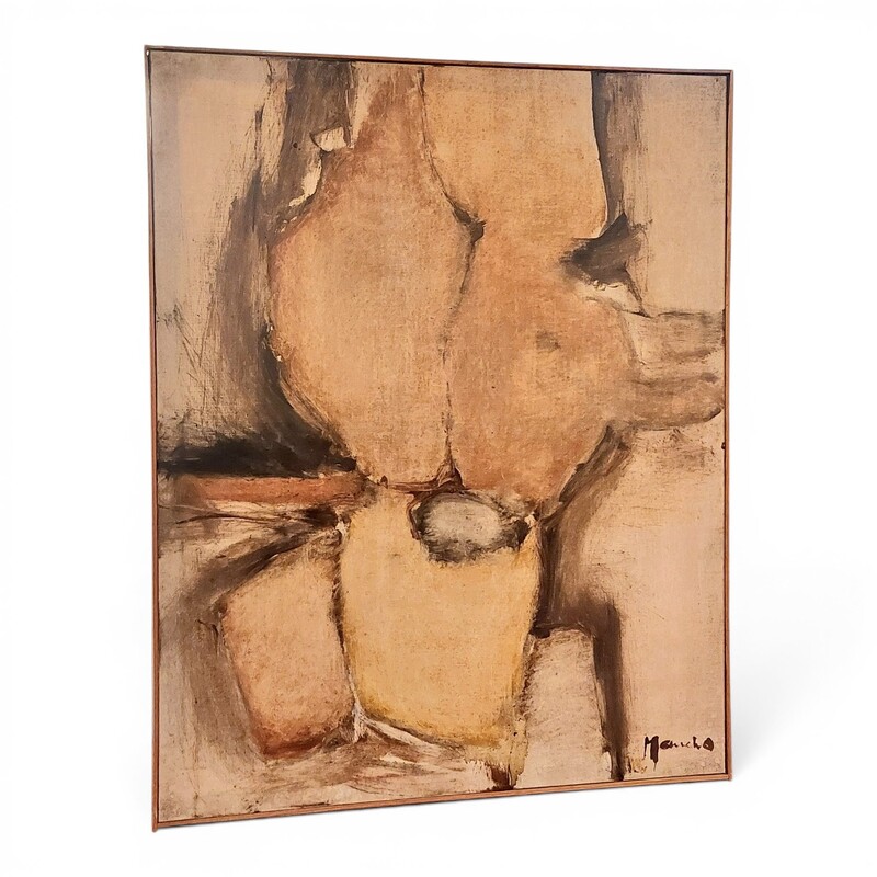 P 915 JC Abstraction on canvas by Mancho for Marcel Michiels 1974