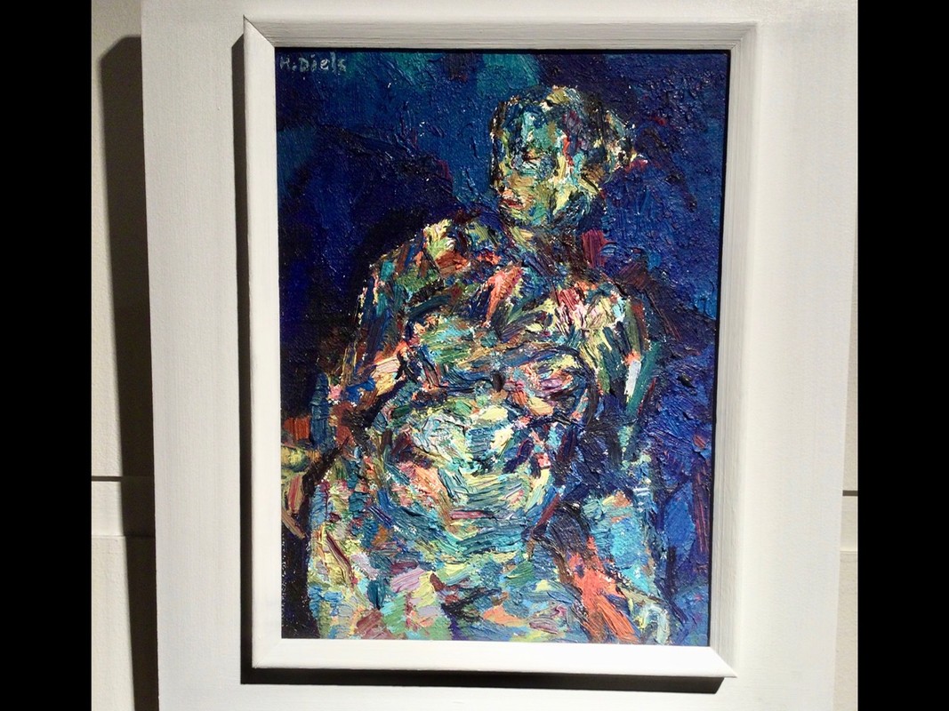 P 92 AS  Huile sur panneau «  Composition » Herman Diels (1903-1985) Belgique