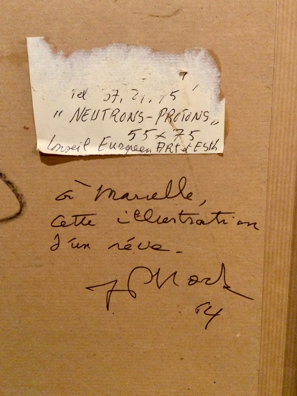 P 93 AS Jean Pierre Hock (1931-2012). « Neutrons Protrons » circa 1964 huile sur panneau , papier marouflé 