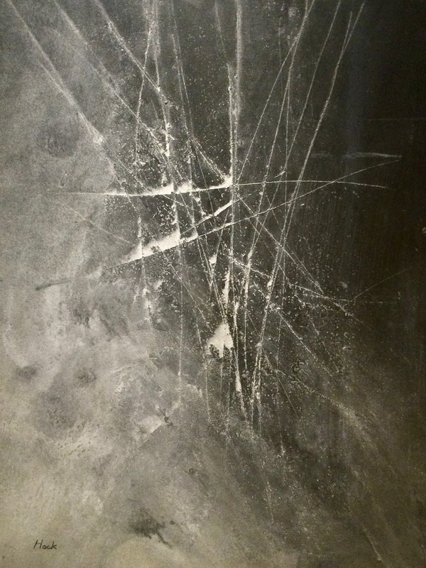 P 93 AS Jean Pierre Hock (1931-2012). « Neutrons Protrons » circa 1964 huile sur panneau , papier marouflé 