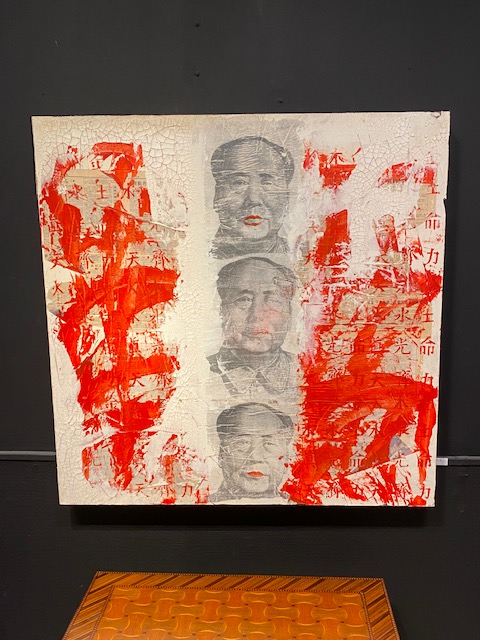 P91 huile collage signé Boyama