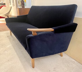 S 025 MIM vintage blue velvet sofa, Holland 