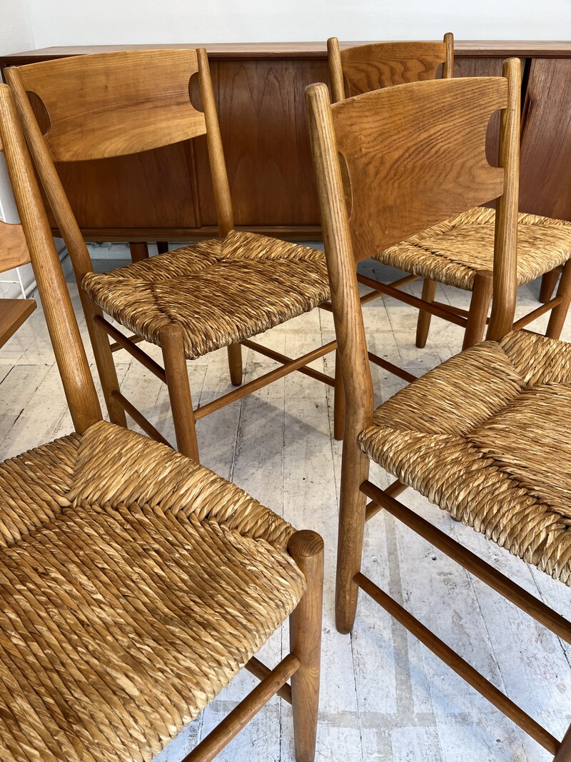 S 165 SC set of 4 elm and straw chairs 