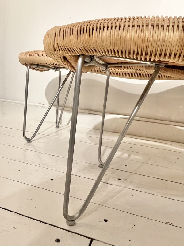 S 171 SC pair of Rattan Peeling Peanut Shape Bench in Wood & Steel from Ikea