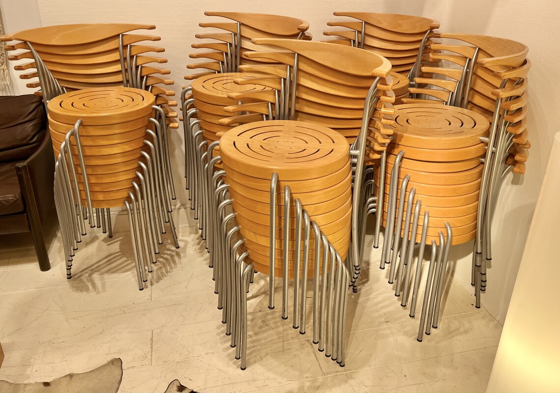 S 175 YOURI set of 60 Magnus Olesen chairs, 1980’s