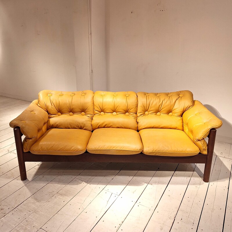 S 189 APO scandinavian leather and wood sofa, 1960’s