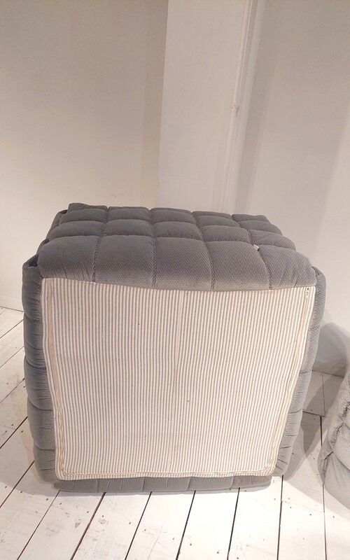 S 191 JC Chair and sofa Kashima in light grey rib fabric by Michel Ducaroy for Ligne Roset, France 1980s