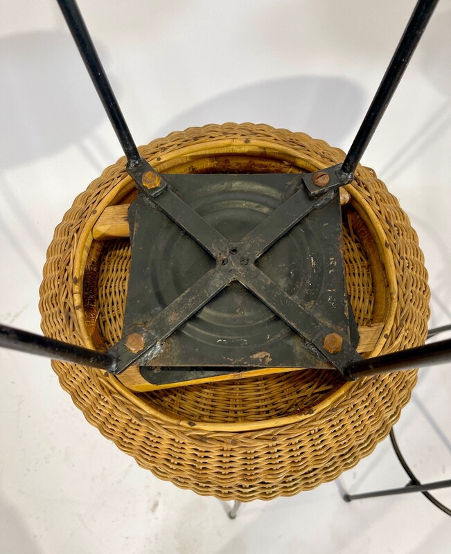 S 208 AG set of 3 Barstool seating mobil Rattan 1960