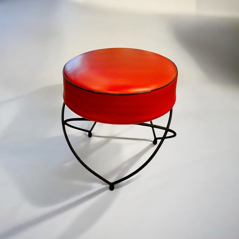 S 229 APO Round red tripod stool, 1950’s