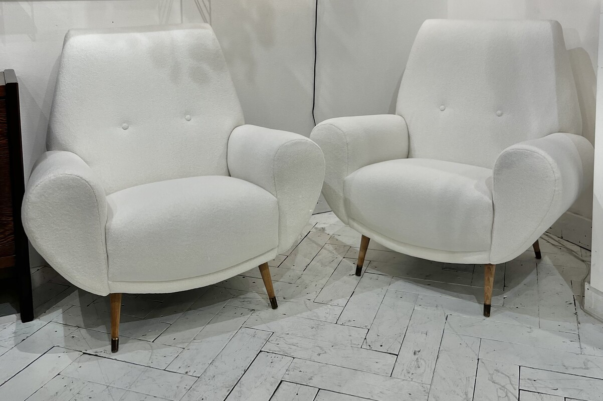 S 231 TROC/JC pair of midcentury armchairs, new fabric, 1950’s