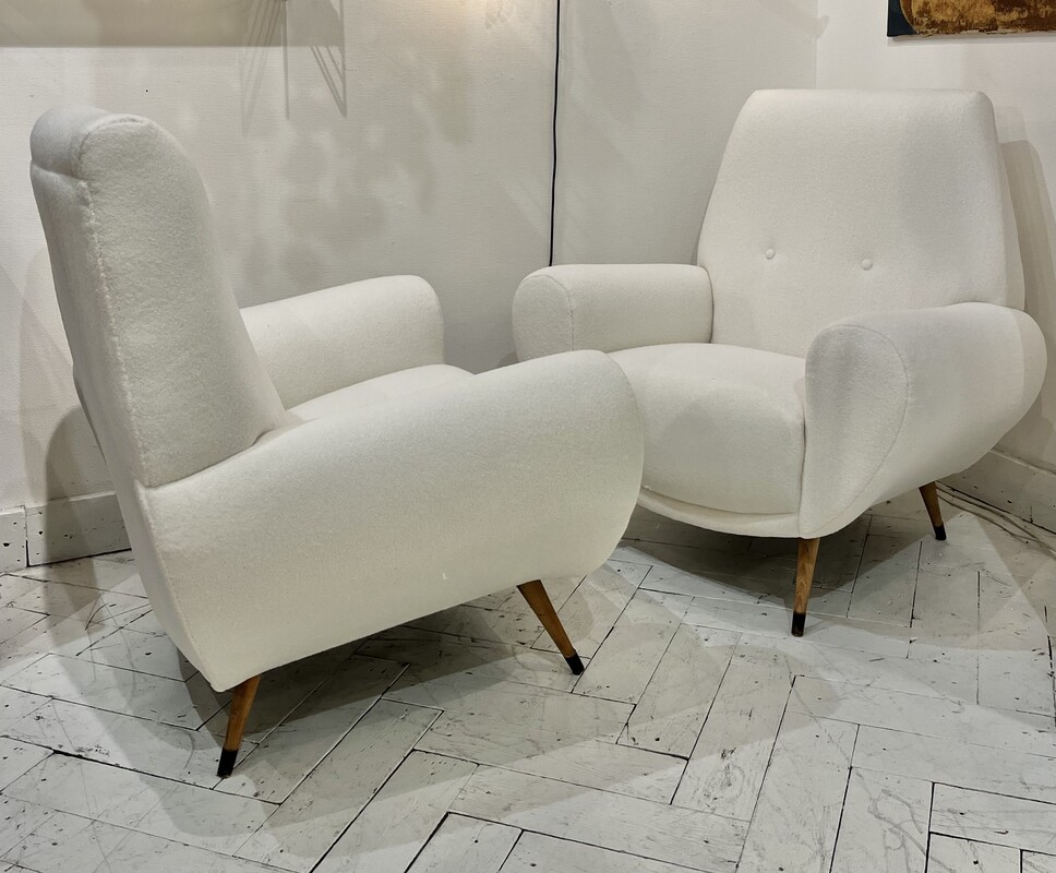 S 231 TROC/JC pair of midcentury armchairs, new fabric, 1950’s