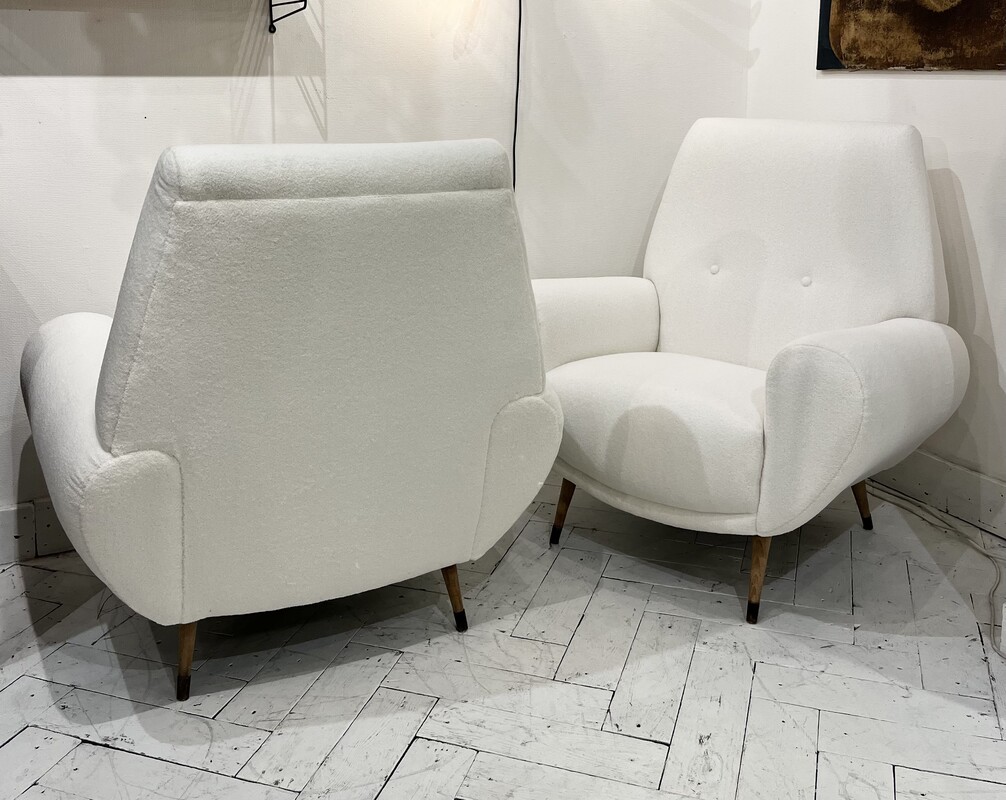 S 231 TROC/JC pair of midcentury armchairs, new fabric, 1950’s