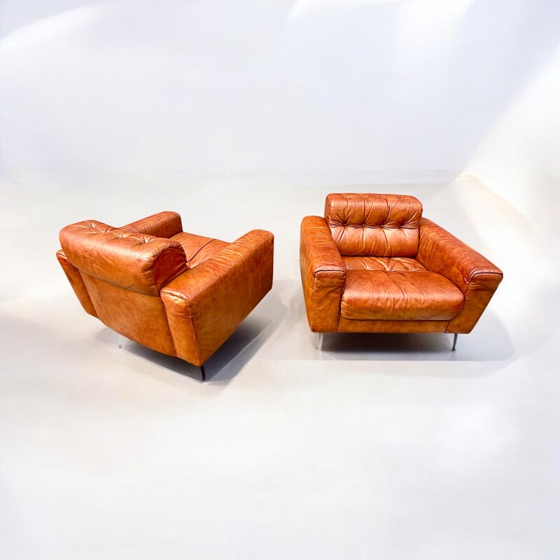 S 246 AG pair of cognac leather club by De Sede mod. DS 40