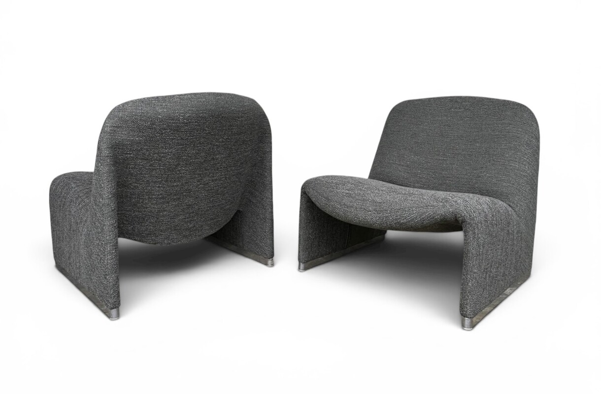 S 258 JB Pair Alky Chairs, Design by Giancarlo Piretti for Anonima Castelli, 1980s Reupholstered in Minotti fabric