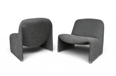 S 258 JB Pair Alky Chairs, Design by Giancarlo Piretti for Anonima Castelli, 1980s Reupholstered in Minotti fabric