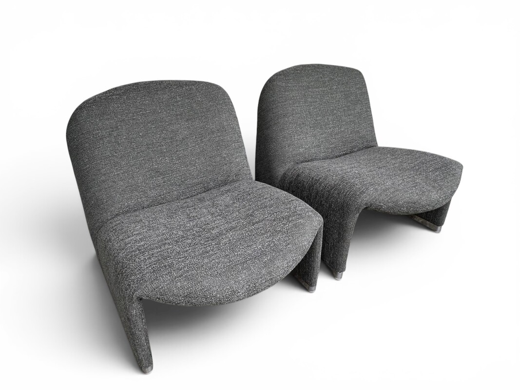 S 258 JB Pair Alky Chairs, Design by Giancarlo Piretti for Anonima Castelli, 1980s Reupholstered in Minotti fabric