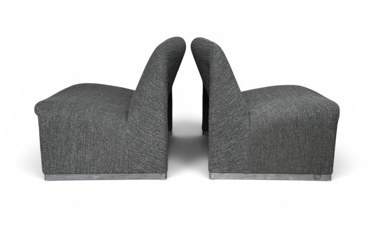 S 258 JB Pair Alky Chairs, Design by Giancarlo Piretti for Anonima Castelli, 1980s Reupholstered in Minotti fabric