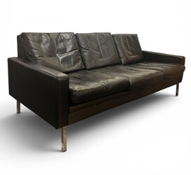 S 258 JC black leather 3 seats sofa