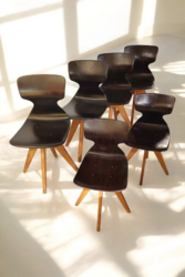 S 259 JC Set of 6 pagwood dining chairs 1950s 