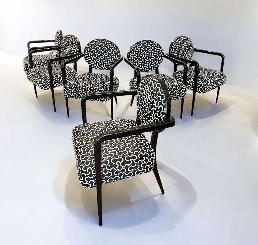 S 261 APO set of 6 lacquered armchairs from the Hotel Martinez, Cannes 